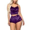 Women's Sleepwear Women Spaghetti Straps Velvet Pajamas With Shorts Pajama Set Sexy 2pcs 2021 -sale