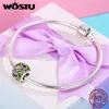 WOSTU New Arrival 925 Sterling Silver Daisy Flower Leaves Charm Beads fit Charm Bracelet DIY Jewelry Making DXC490 Q0531