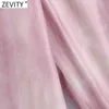 Zevity Femmes Mode Gragual Couleur Tie Dyed Impression Satin Large Jambe Pantalon Rétro Femelle Fermeture Éclair Latérale Chic Long Pantalon P1030 211124