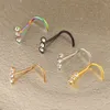 TIANCIFBYJS colored 316L Stainless Steel Stud Set For Women Men CZ Crystal Nose Piercings 20g Screw Piercing Jewelry