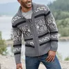 2021 Jesień Winter Moda męska sweter z dzianiny Vintage wzór Print Zipper Cardigan Swetry Mężczyźni Nowy Casual Długie Rękaw Płaszcze