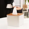 Hem Trä Plast Vävnad Box Kök Solid Trä Servett Hållare Box Restaurang Tissue Case Holder Office Storage Vävnadsbehållare