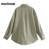 Aachoee mulheres cor sólida algodão enorme casaco casaco batwing manga girar colar roupa outerwear feminino moda outono 220105