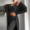 Autumn Winter Elegant Solid Knit Three-Piece Suit Women Sexy Outwear Top And Pant Set Casual Warm Long Sleeve Coat Lady Homewear 211105