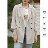 Dushu Oversized Casual White Blazer Kvinnor Långärmad Höst Vinter Kort Jacka Kvinna Elegant Office Suit Plus Size 211006