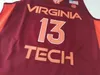 Chen37 Custom Basketball Jersey Men Youth Women Virginia Tech Hokies 13 Darius Maddox High School Shortback Rozmiar S-2xl lub dowolne koszulki nazwiska i numeru numeru