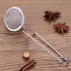 Premium Snap Leaf Ball Tea Sainer With Handle Extended Change För Loose Flavoring Spices Kryddor Rostfritt Stål Pincer Infuser Mesh Tea Filter brantare