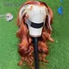 Lace Pruiken Blonde 613 Frontale Pruik HD Transparante Ginger Front Full Colored Menselijk Haar Markering Diepe Wave Orange