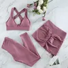 Chrisure 2 Stuk Training Yoga Set Dames Sport Top en Broek Anti Cellulite Twee Stuk Sets Trainingspakken Shorts Leggings Suits X0629