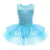 Girl's Dresses Ballerina Fairy Party Costumes Girls Ballet Dress Kids Dance Wear Sleeveless Sequins Gymnastics Leotard Tutu