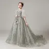 Mädchen Kleider Spitze Pailletten Schwanz Kleid Mädchen Elegante Hochzeit Brautjungfer Kinder Geburtstag Abschlussball Formale Abend Kinder Kommunion Kleidung