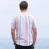 100% Pure Linen Striped Shirts Short Sleeve Casual Stand Collar Hemp Man Summer Fashion Breathable Tops Men's Clothing 210721