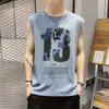 Men's T-shirt Summer Arrival Short Sleeveless Vest Undershirt Fashion Trend Printed Cotton 210629