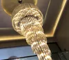 Lampadario Villa, lampada in cristallo duplex, lampada ad aria lunga per scale di lusso post moderna per negozio di pavimenti primaverili