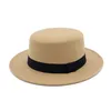 Kadın Erkek Düz Üst Şapka Geniş Brim Fedora Şapka Kış Sonbahar İmitasyon Yün Yuvarlak Basit Kilise Derby Caz Şapka