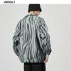 Youth Men Bomber Jacket Loose Long Sleeve Windbreaker Zipper Zebra Striped Jackets Coats Male Outwear Brand Clothing 210528