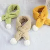 Cute Double Pompom Lambswool Baby Scarves Winter Plush Newborn Girl Boy Neckerchief Soft Furry Thick Infant Toddler Neck Warmer