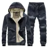 Tracksuits Men Jacket Sporting Set Winter Warm Thick Jacket Pants 2 Pieces Set Mens Casual Velvet Cashmere Suit Clothing 201210