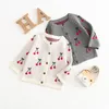 Baby Girls Sweater Cherry Toddler Girl Cardigan Cotton Knitted Children Sweaters Designer Infant Baby Outwears Boutique Baby Clothing DW4384