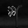 Dangle & Chandelier Fashion Stainless Steel Half Moon Stud Earrings Love Heart Pendant Ear Clip For Women Girls Jewelry Christmas Party Gift