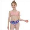 Équipement de plage Sports nautiques en plein air imprimé floral fille maillot de bain enfants maillots de bain 5-12 ans ensemble bikini deux pièces enfant jeunes filles se baignant S