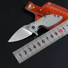 Folha pequeno flipper faca dobrável d2 lâmina de cetim titanium alça Bolling Bolso Knives com bainha de couro H5382