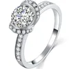 Cluster-Ringe Test positiv Heirate mich Ring Moissanit Solid 18K Weißgold 1CT Diamant-Verlobungsschmuck Frauen vorschlagen