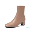Wholesale-Boots High Heel Ankle Women Shoes Pu Leather Thick Elegant Short Heels Black Pink Botines Mujer