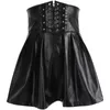 Suchcute Damskie Spódnice Gothic Harajuku Bandaż Faux Leather Koreański Moda Czarna Mini Plisowana Party Pu Saias 210629