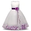 Mädchen Rose Blütenblatt Saum Nette Prinzessin Blumen Kleid Kinder Weihnachten Kleider Für Mädchen Hochzeit Geburtstag Vestidos Party Kleid 4-10Y 210303