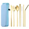 9 pcs Portable Flatware Set Cutlery Outdoor Travel Stainless Steel Dinnerware Sets With Storage Box And Bag Tableware
