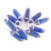 Wojiaer Natural Lapis Crystal Stone Alloy Bullet Pendant For Jewelry Making Charm Necklace Accessories Wholesale 12pcs/Lot Bn303