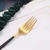 Gabel Messer Set Golden Schwarz Gabeln und Löffel Besteck Geschirr Set Küche Zuhause Komplettes Geschirr Schwarz Gold Abendessen Western