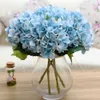 100pcs Hydrangea With Leaves Hydrange Beautiful Wedding Flower Floral Christmas Event Party Table Decoration Wholesales