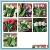 Dekoracyjne kwiaty Wieńce świąteczne dostawy imprezowe Home Ogród Symation Tips Single PU 34 * 4,5 cm Sztuczne 9Colory Walentynki Prezent Wedd