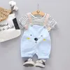 Moda estiva Neonate Completi di abbigliamento Abiti per neonati Abiti T-shirt a righe Pantaloncini per bambini Abbigliamento sportivo per bambini Abbigliamento casual 210315