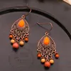 Charm Kristall Ohrringe Ethnische Art Indische Schmuck Ohrringe Blume Carving Quaste Perlen Fransen Vintage Ohrringe