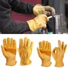 Новые нескользящие носимые садовые перчатки Прочные и гибкие мужчины работают полные пальцы кожаные кожаные наружные мотоциклетные перчатки H1022
