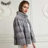 Kvinnors Fur Faux Bffur 2021 Vinter Kvinnor Naturliga Real Mink Coats Stand Collar Fashion Luxury Overroats Korta Pelt Jackor Äkta