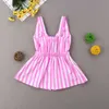 Mother daughter dresses Family matching Clothes Women Kids Girl Stripe Sleeveless Dress mommy and me clothes T shirt Dress Q0716