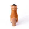メチナ冬の足首のブーツ女性牛スエードジッパー厚いハイヒールの短いブーツ刺繍丸いつま先の靴女性秋の大きさ33-43 210608
