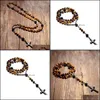 Pendant Necklaces & Pendants Jewelry Natural Tiger Eye Stone Catholic Christ Rosary For Women Men Hematite Cross Mala 220121 Drop Delivery 2