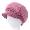 Mode femmes chapeau femme hiver chapeau Floral perle lapin fourrure tricoté chapeaux pour femme garder au chaud hiver visière Beanie Hat76415063940844226u