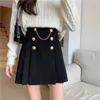 Femmes automne hiver jupes noir plissé longue pour vêtements 2021 femme taille haute chaîne Mini Streetwear
