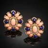 Stud Gorgeous Flower Crystal Coral Color Stone Earring Studs Charms Accessories Dark Blue Ornament Female Large Earrings Z5X5697357559