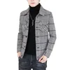 Mäns ullblandningar kort plätad ullbelägg Casual Trench Jackor 2021 Höst Vinter Manlig Lapel Steetwear Windbreaker Ropa de Hombre