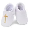 Baby Girls Baby Boys Cross Baptism Christening Elastic Closure Shoes Premium Soft Sole Infant Prewalker Toddler Sneaker Shoes 210317