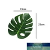 Monstera 20pcs人工的な偽のヤシの葉の葉の形の緑の植物の結婚式のdiyの装飾花植物の葉の装飾的な花輪工場価格の専門家のデザイン