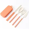 Wheat Straw Folding Cutlery Set Collapsible Portable Reusable Knife Fork Spoon Chopsticks Kits for Student Camping RRE13053