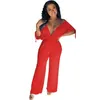 Effen Kleur Kantoor Dame Hoge Taille Wijde Pijpen Broek Rompertjes Vrouwen Jumpsuits Elegantie Trendy Zomer Street Fashion Overalls 210525